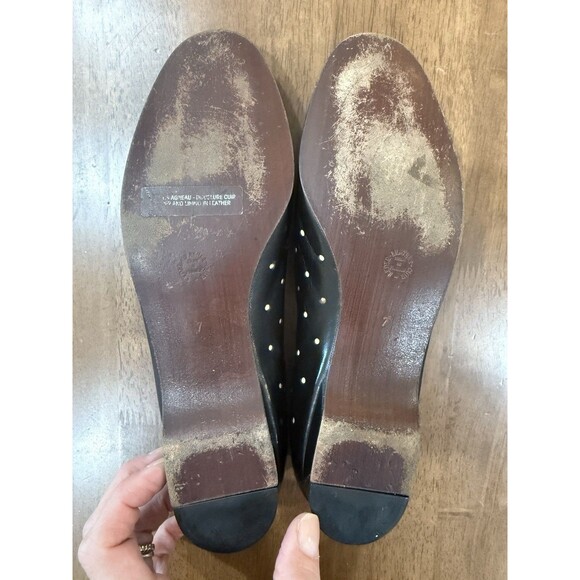 Black Leather Daisy Flats Women’s 9 Designer Maud Frizon Paris Flower Appliqué - Picture 8 of 11